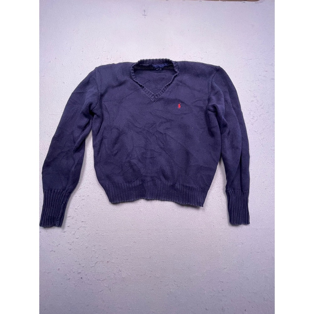 Ralph Lauren Sport Sweater Cotton Navy Blue Large Womens